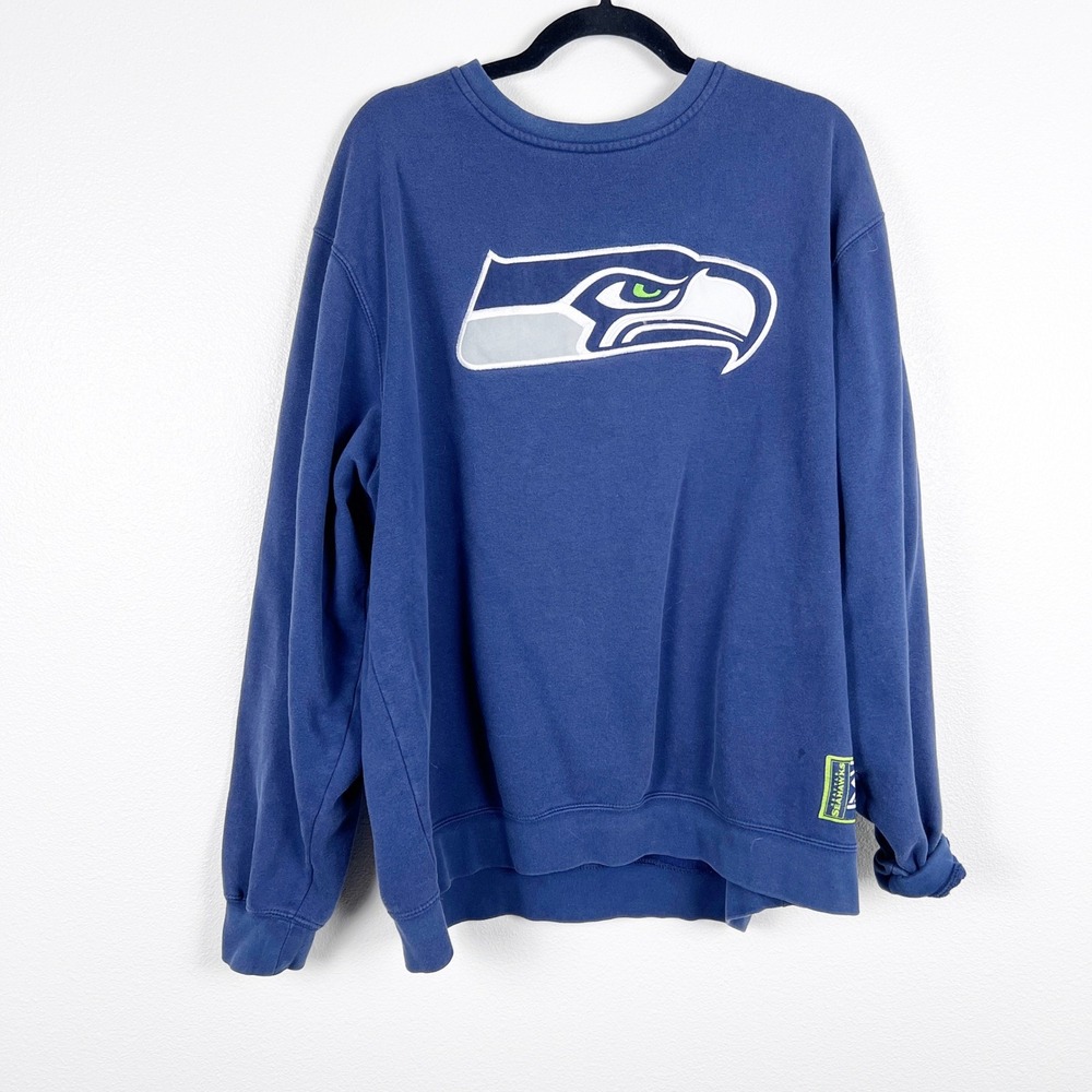 Majestic‎ Men's Seattle Seahawks Crew Neck Sweatshirt Blue Sz XL